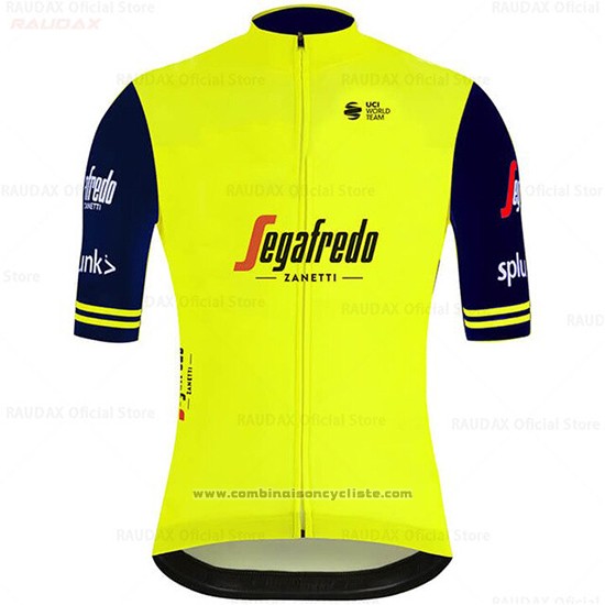 2020 Maillot Cyclisme Segafredo Zanetti Jaune Azul Manches Courtes et Cuissard